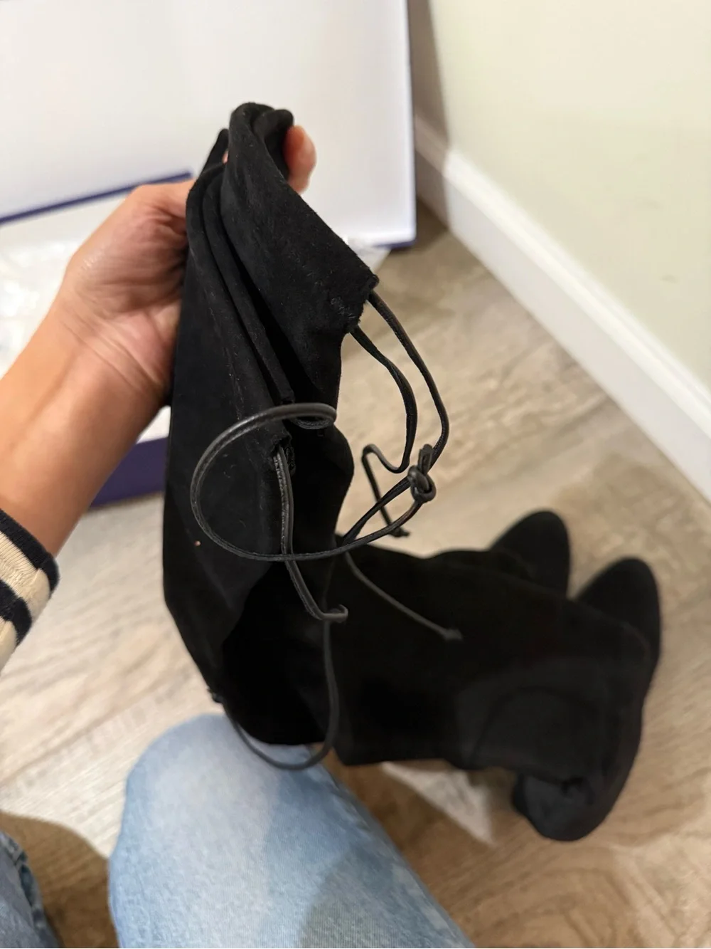 Stuart Weitzman Highland black suede boots 8.5